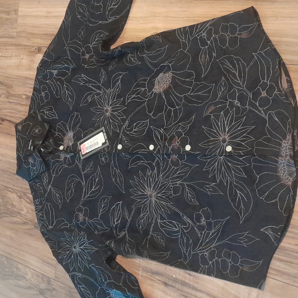 Murano Slim Fit Medium black Floral Long Sleeves Shirt